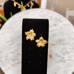 Gold Floral Statement Earrings